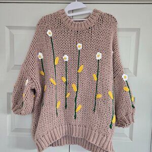 Tan flower sweater